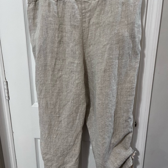 Chicos Womens 3 US 16 Casual Linen Pants adjustable cinch tie pull on pockets - Picture 1 of 7